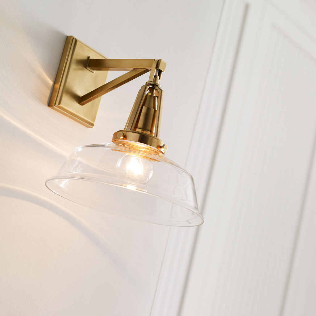 Layton 10" Sconce | Antique-Burnished Brass | Clear Glass
