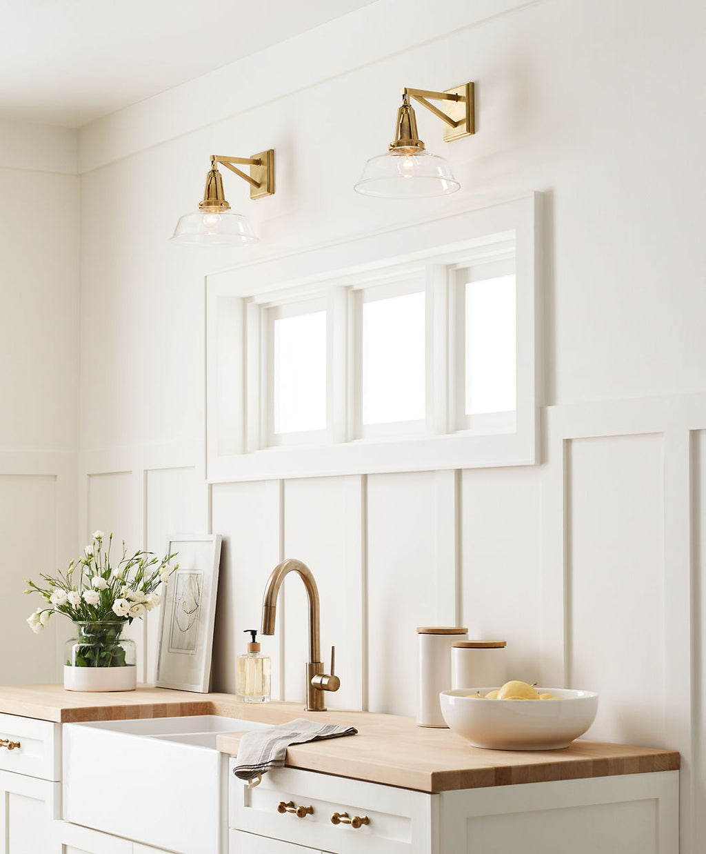 Layton 10" Sconce | Antique-Burnished Brass | Clear Glass