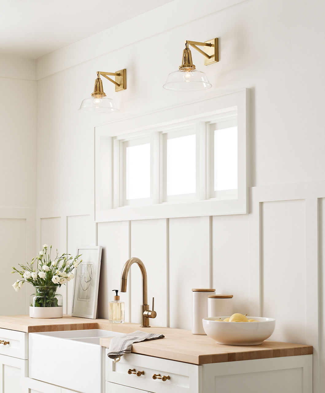 Layton 10" Sconce | Antique-Burnished Brass | Clear Glass