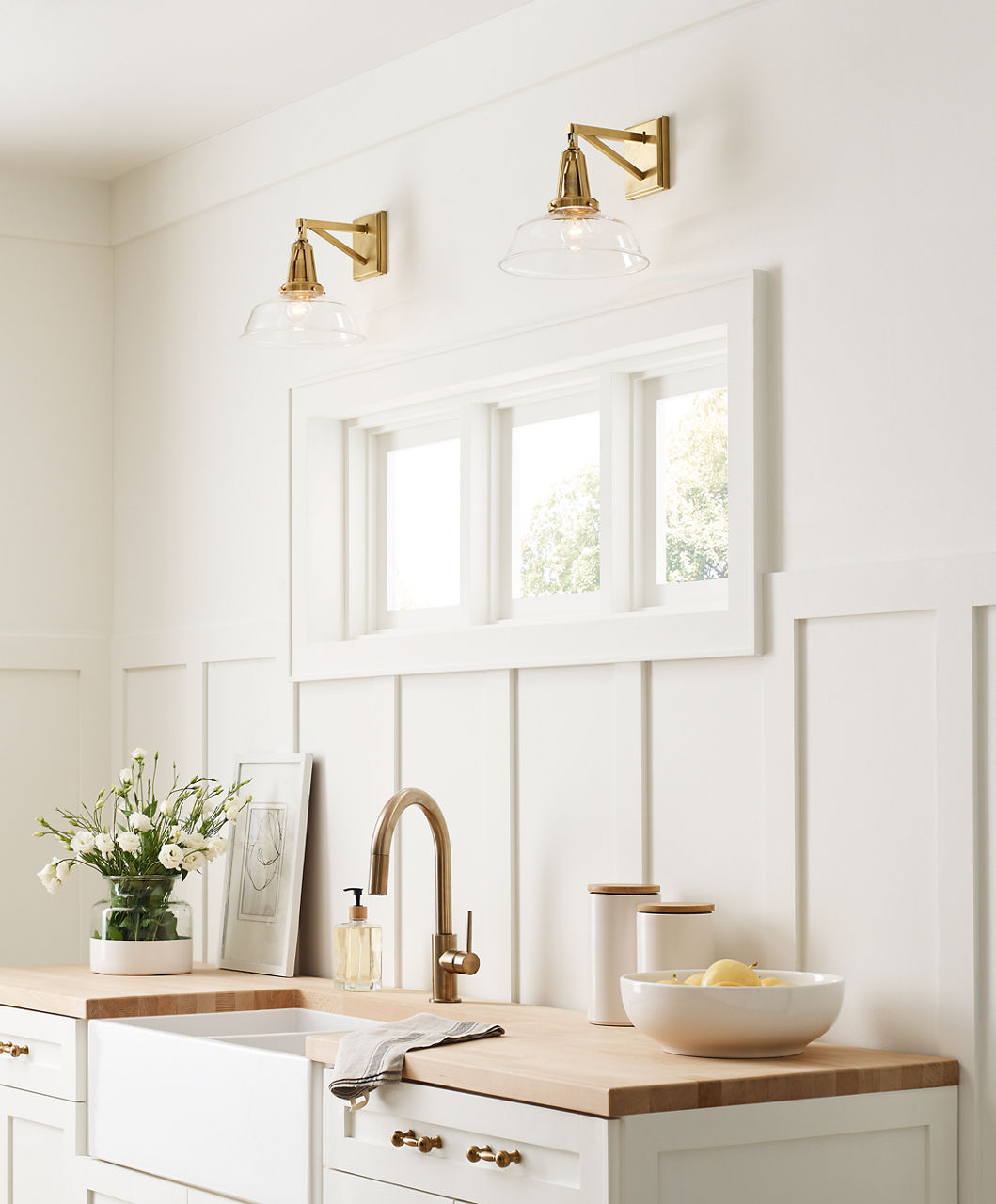 Layton 10" Sconce | Antique-Burnished Brass | Clear Glass