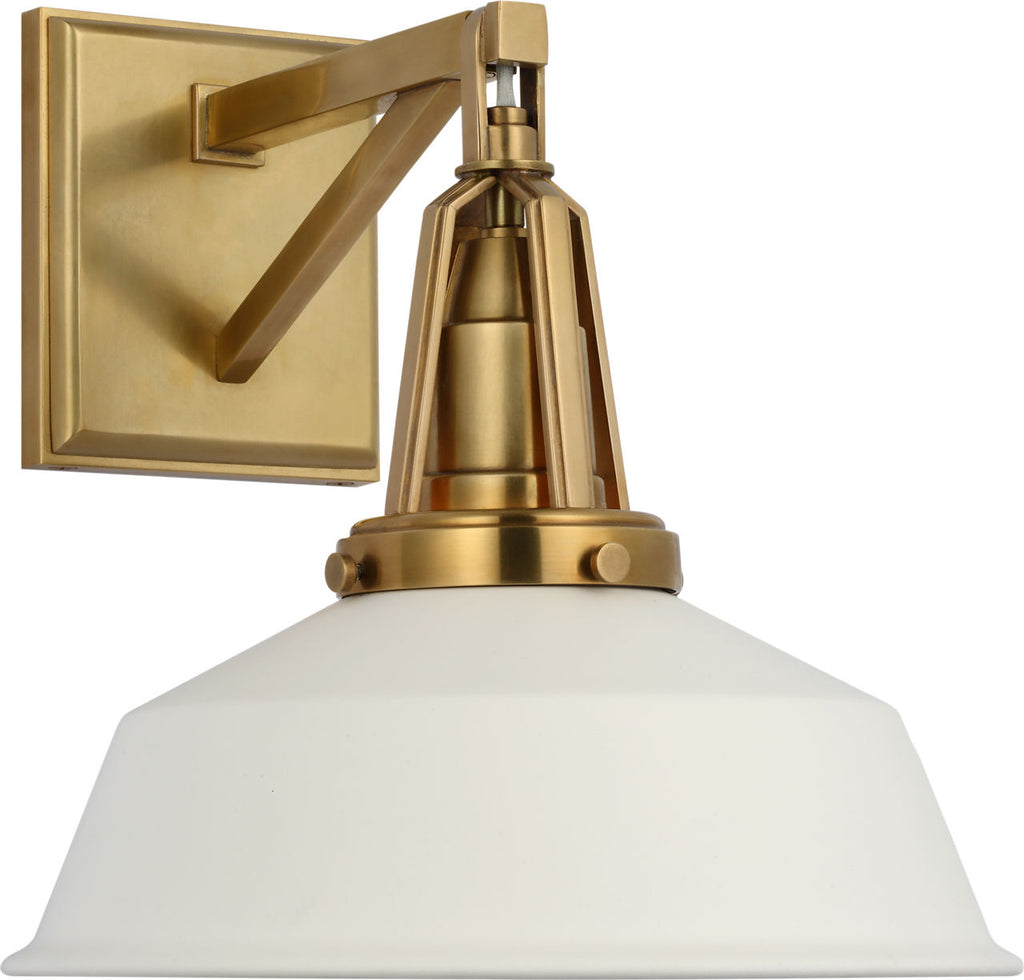 Layton 10" Sconce | Antique-Burnished Brass | Matte White shade
