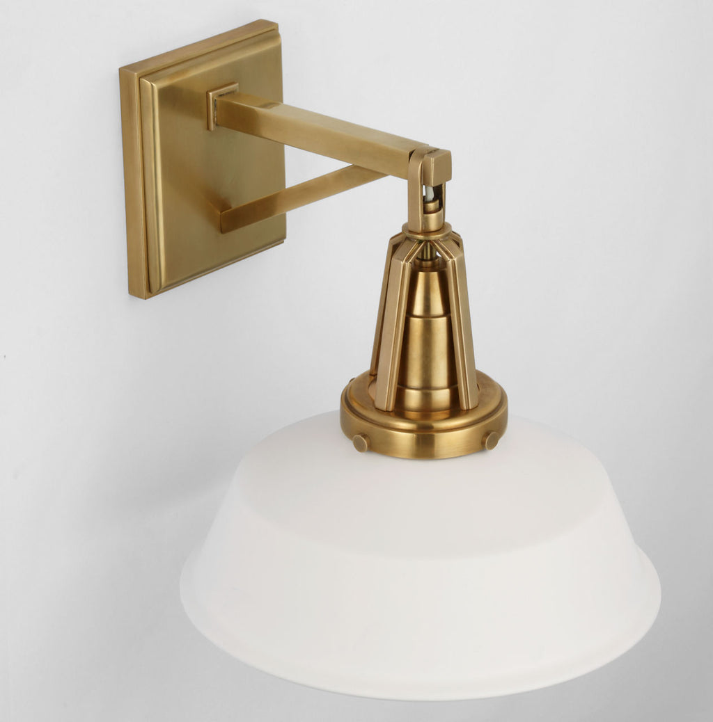 Layton 10" Sconce | Antique-Burnished Brass | Matte White shade