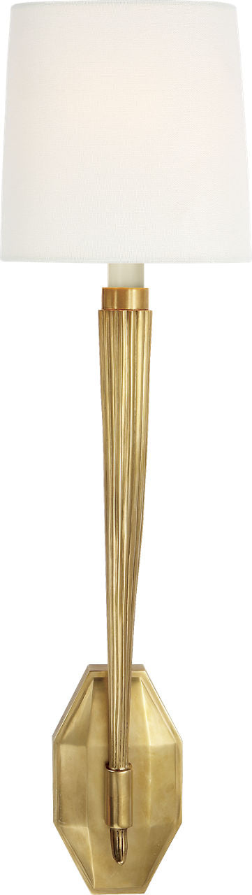 Ruhlmann Single Sconce | Antique-Burnished Brass | Linen Shade
