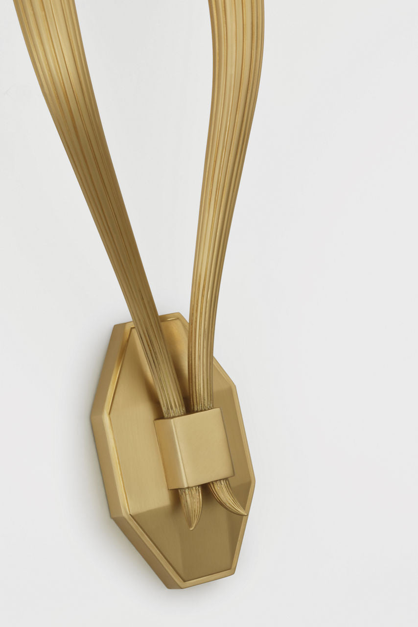 Ruhlmann Double Sconce | Antique-Burnished Brass | Linen Shade