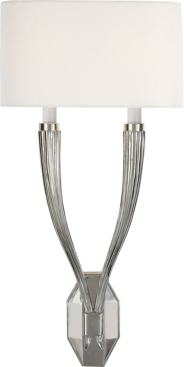 Ruhlmann Double Sconce | Polished Nickel | Linen Shade
