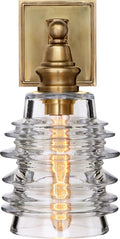 Covington Sconce | Antique-Burnished Brass | Clear Ribbed Wide Glass
