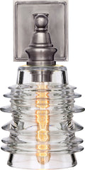 Covington Sconce | Antique Nickel | Clear Ribbed Wide Glass