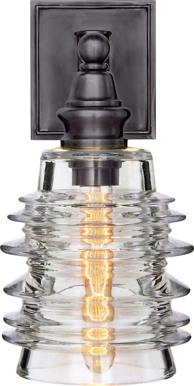 Covington Sconce | Bronze | Clear Ribbed Wide Glass