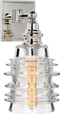Covington Sconce | Polished Nickel | Clear Ribbed Wide Glass