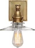 Covington Shield Sconce | Antique-Burnished Brass | Clear Glass