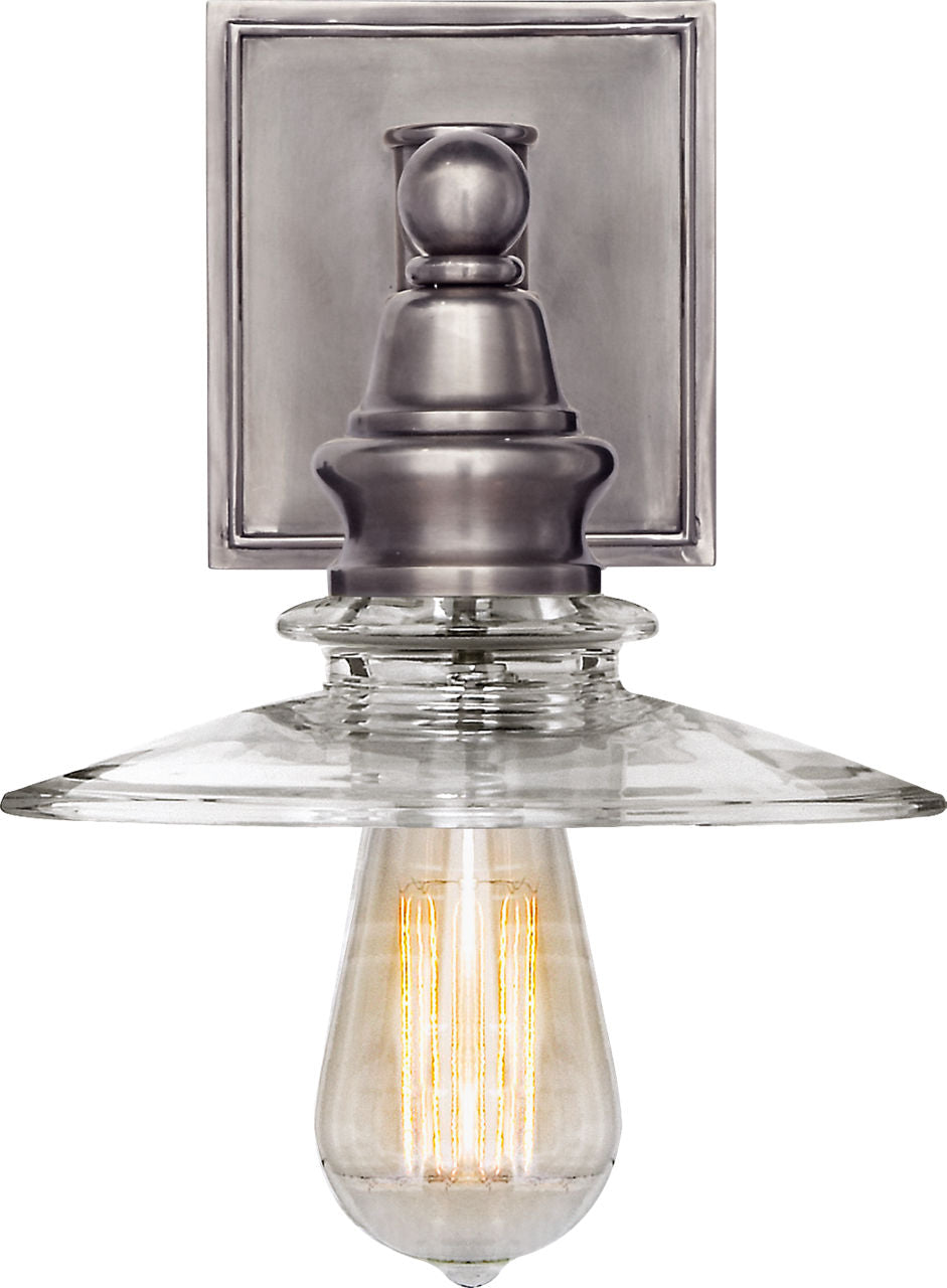 Covington Shield Sconce | Antique Nickel | Clear Glass