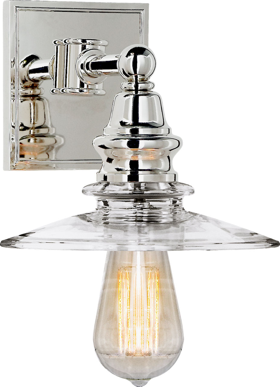 Covington Shield Sconce | Polished Nickel | Clear Glass