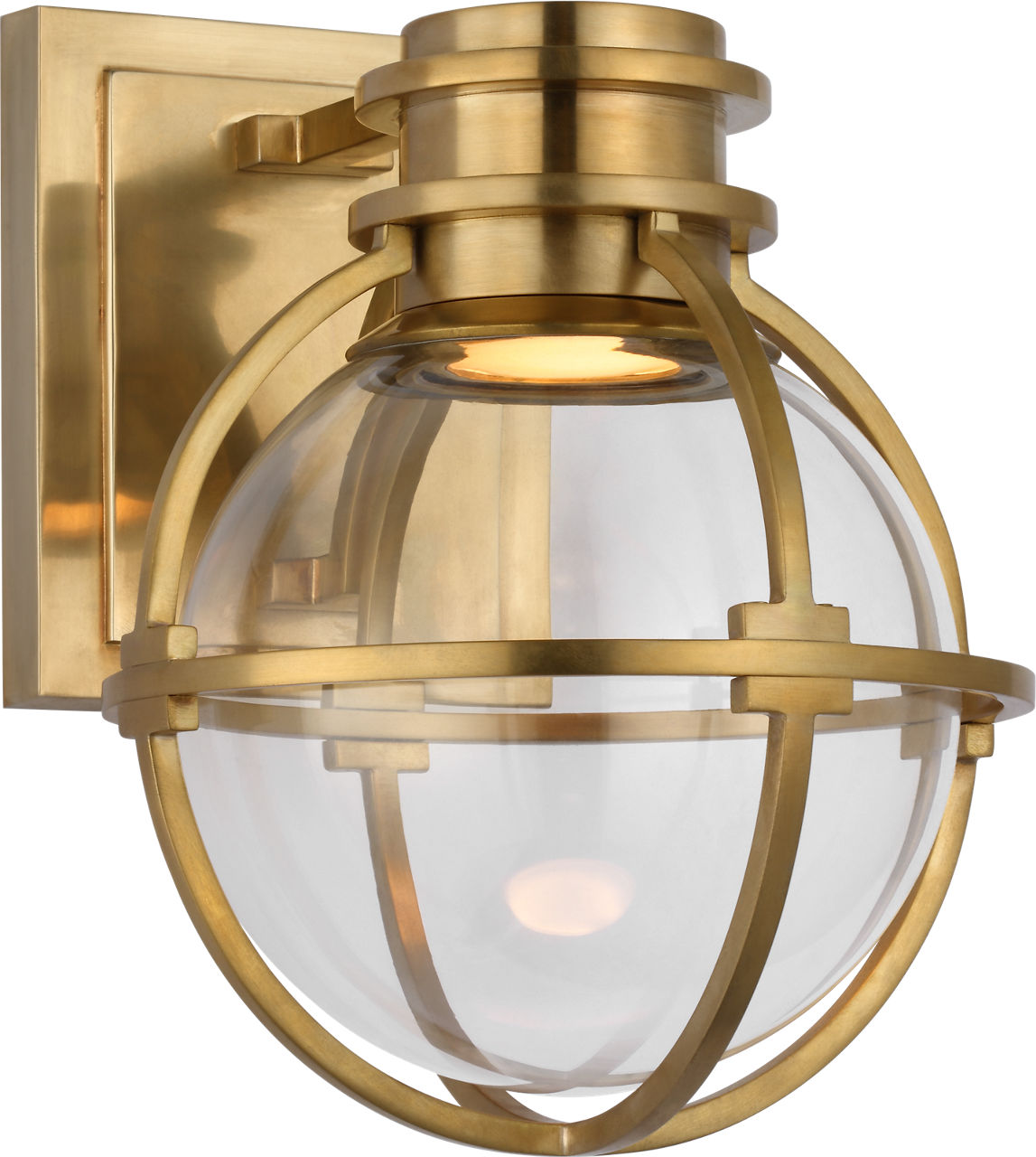 Gracie Single Sconce | Antique-Burnished Brass | Clear Glass