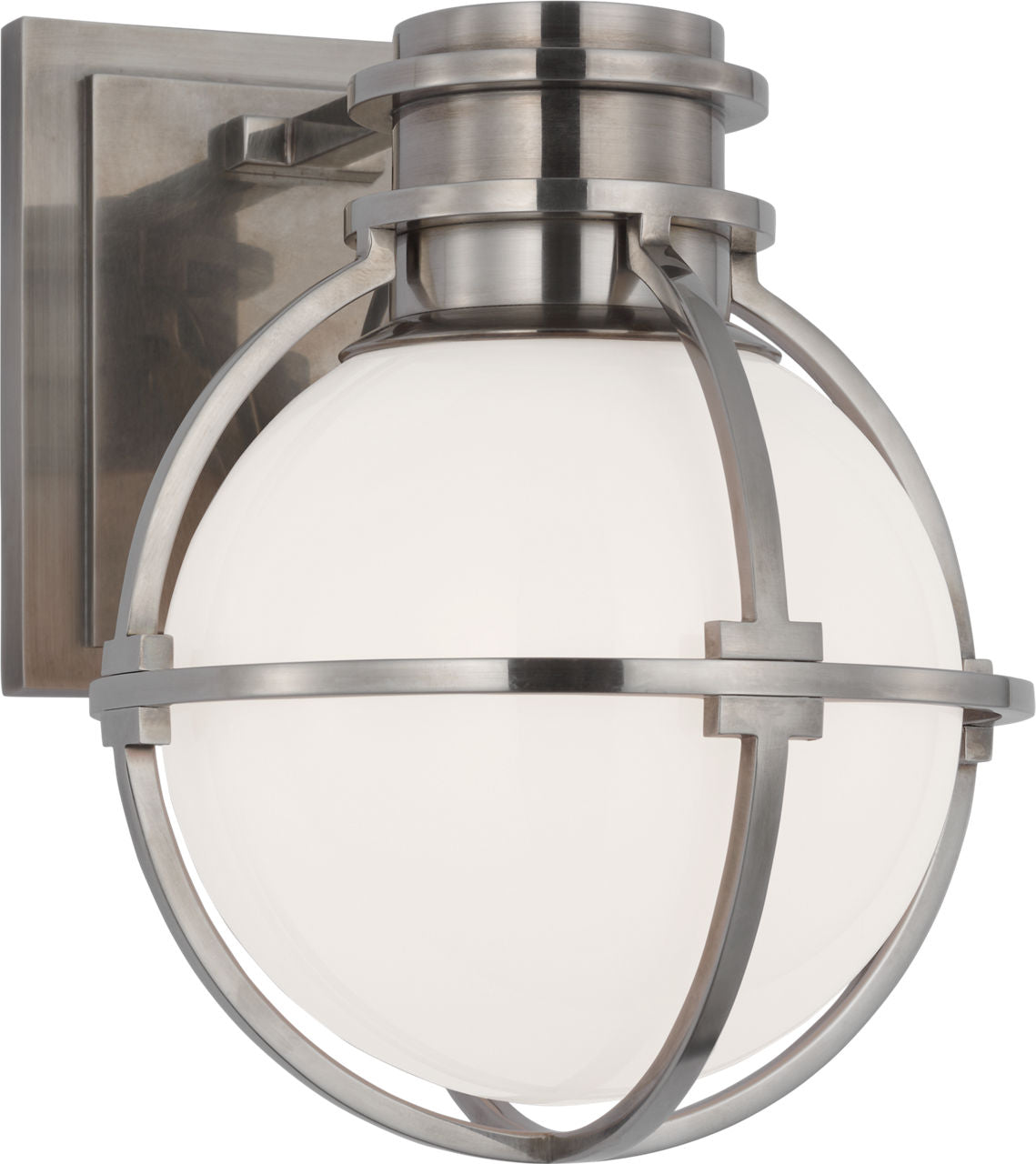 Gracie Single Sconce | Antique Nickel | White Glass
