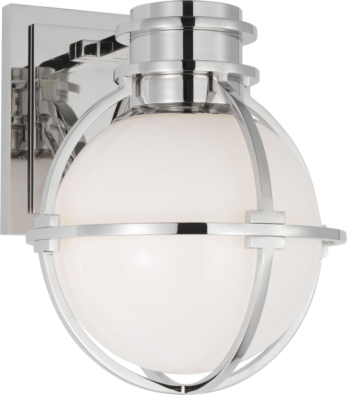 Gracie Single Sconce | Polished Nickel | White Glass