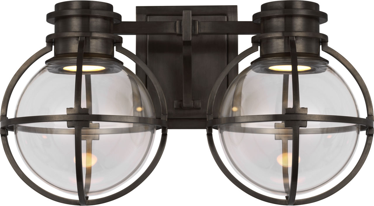 Gracie Double Sconce | Bronze | Clear Glass