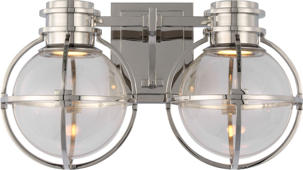 Gracie Double Sconce | Polished Nickel | Clear Glass