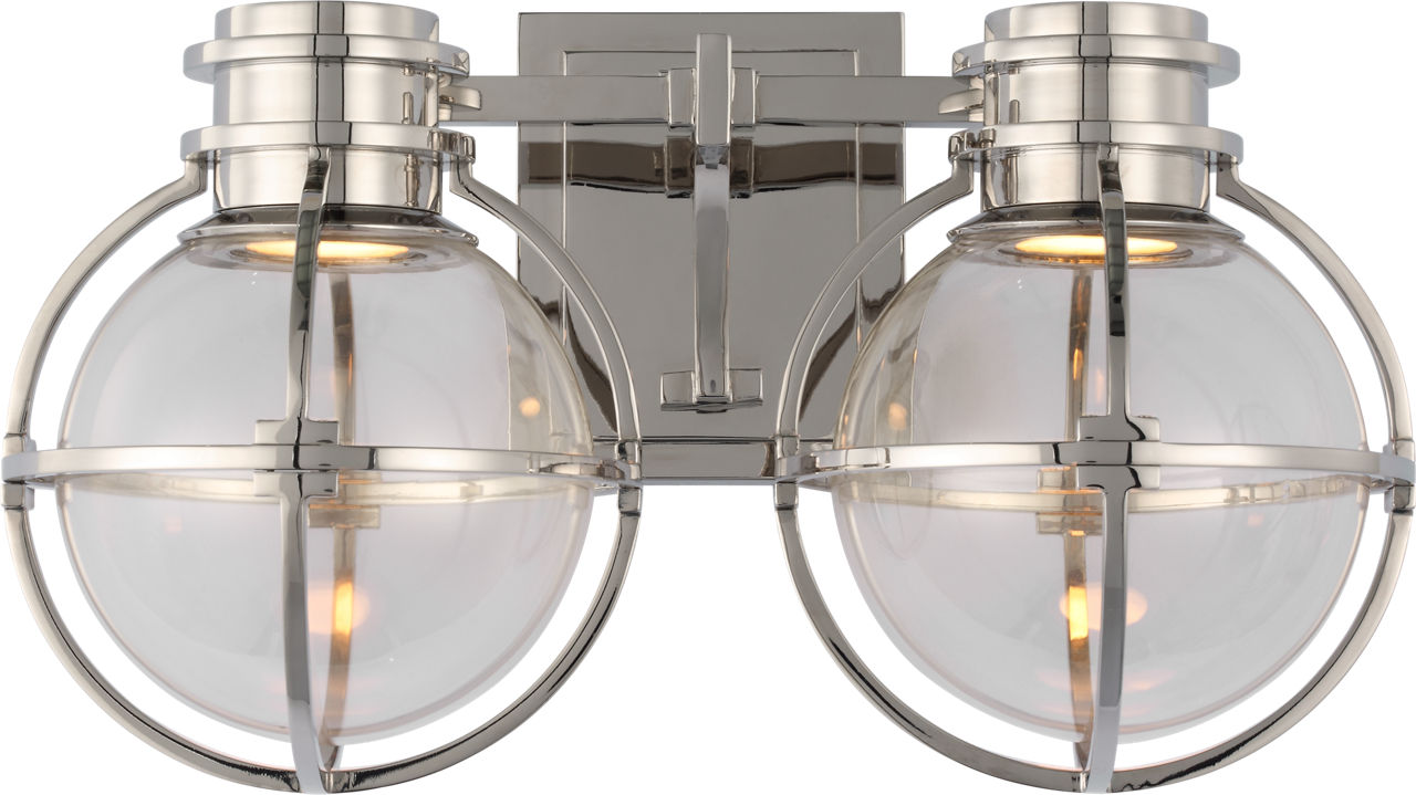 Gracie Double Sconce | Polished Nickel | Clear Glass