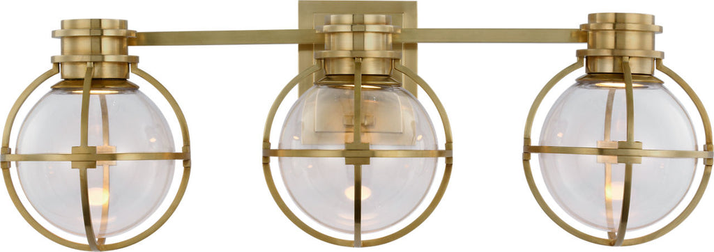 Gracie Triple Sconce | Antique-Burnished Brass | Clear Glass