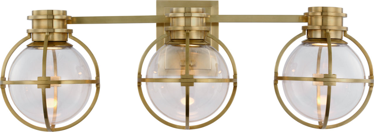 Gracie Triple Sconce | Antique-Burnished Brass | Clear Glass