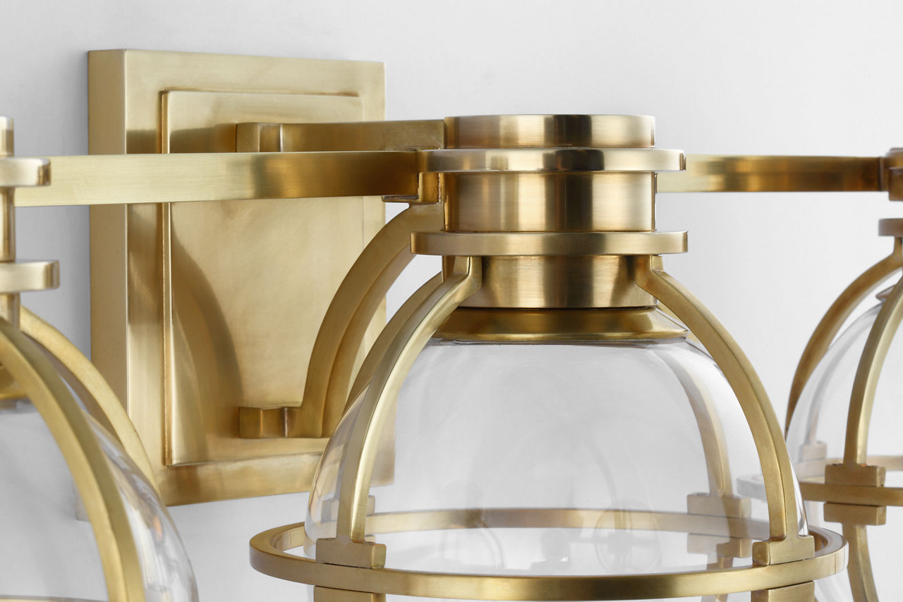 Gracie Triple Sconce | Antique-Burnished Brass | Clear Glass