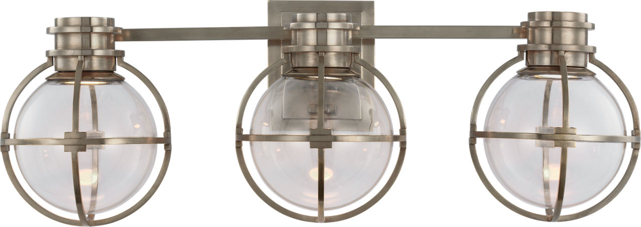Gracie Triple Sconce | Antique Nickel | Clear Glass