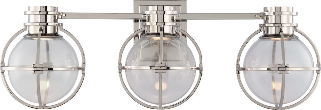 Gracie Triple Sconce | Polished Nickel | Clear Glass
