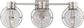Gracie Triple Sconce | Polished Nickel | Clear Glass