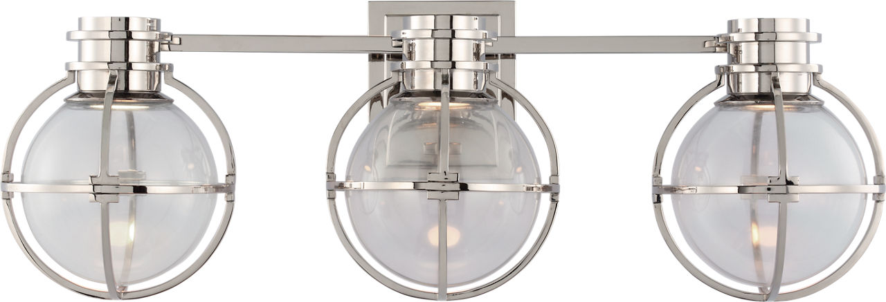Gracie Triple Sconce | Polished Nickel | Clear Glass