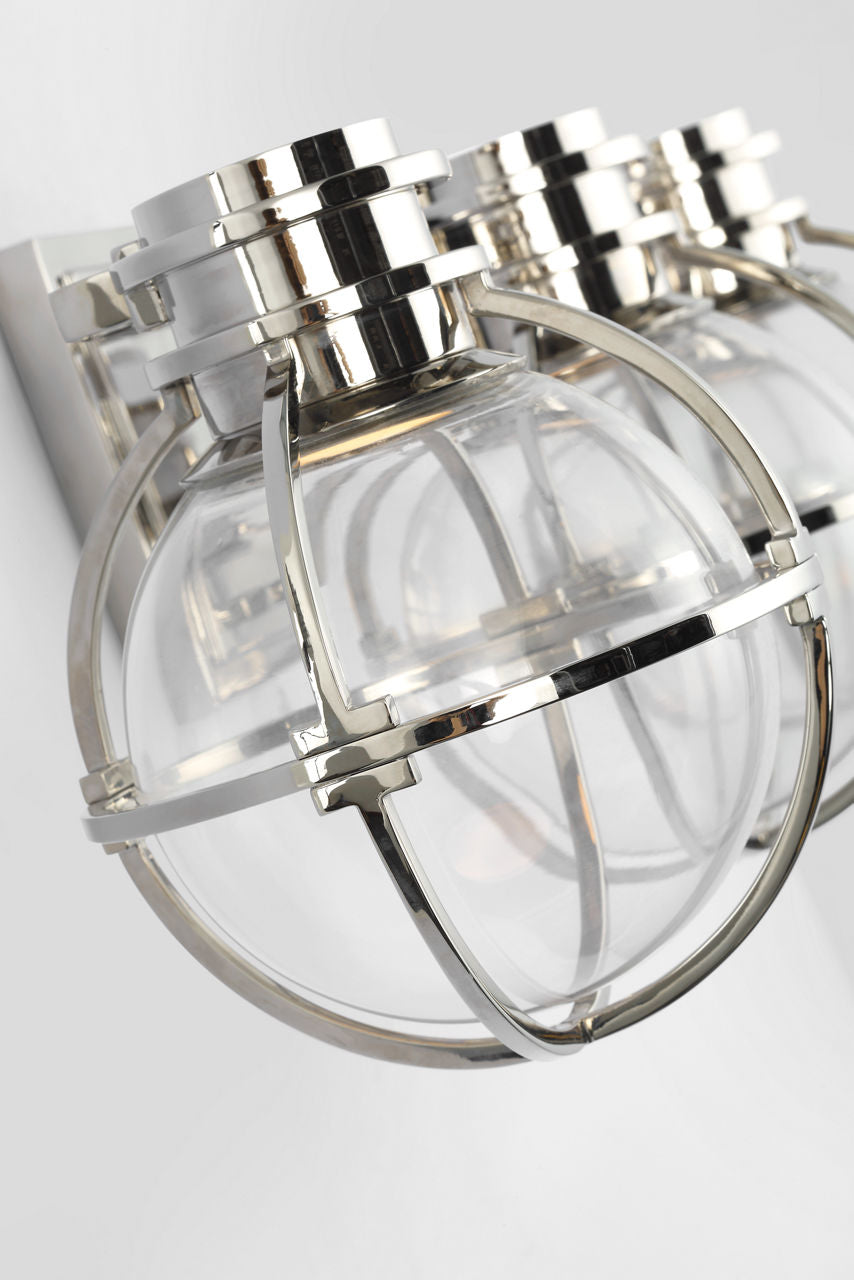 Gracie Triple Sconce | Polished Nickel | Clear Glass