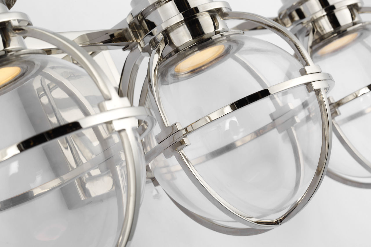 Gracie Triple Sconce | Polished Nickel | Clear Glass