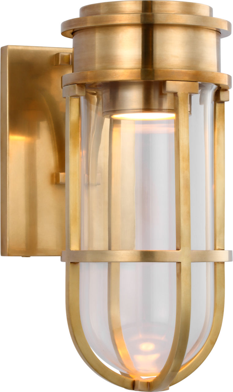Gracie Tall Bracketed Sconce | Antique-Burnished Brass | Clear Glass