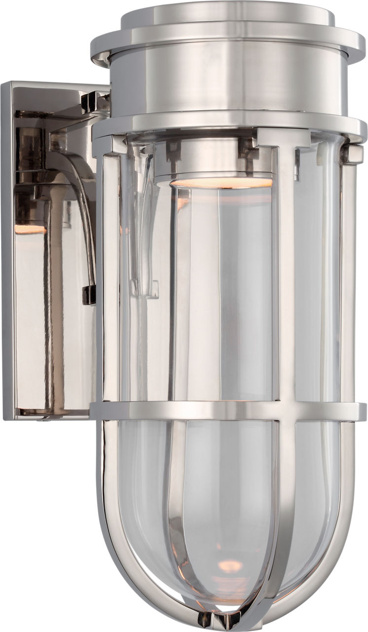 Gracie Tall Bracketed Sconce | Polished Nickel | Clear Glass
