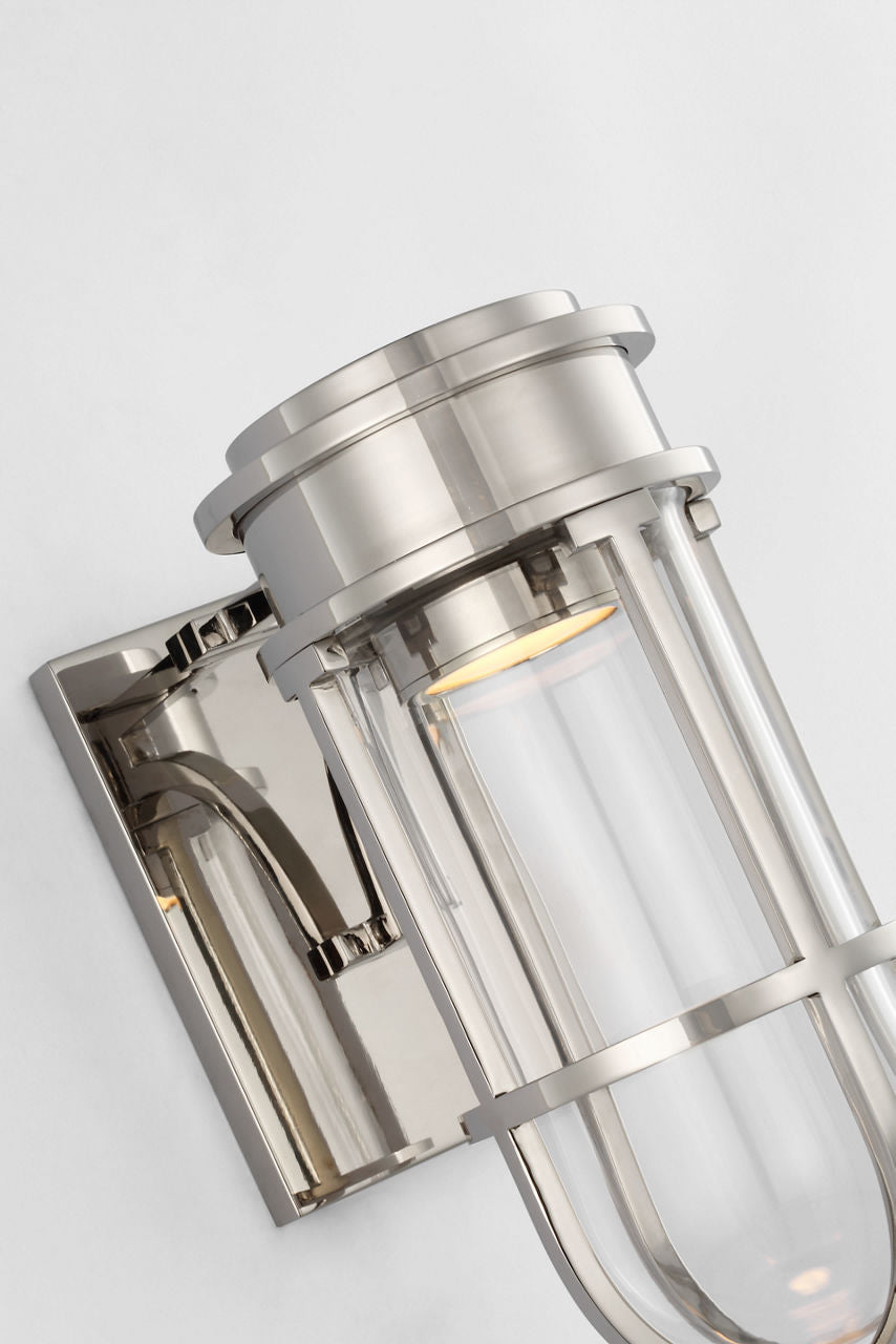 Gracie Tall Bracketed Sconce | Polished Nickel | Clear Glass