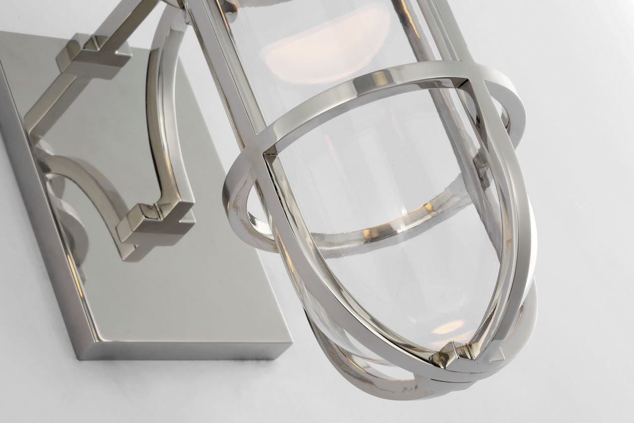 Gracie Tall Bracketed Sconce | Polished Nickel | Clear Glass