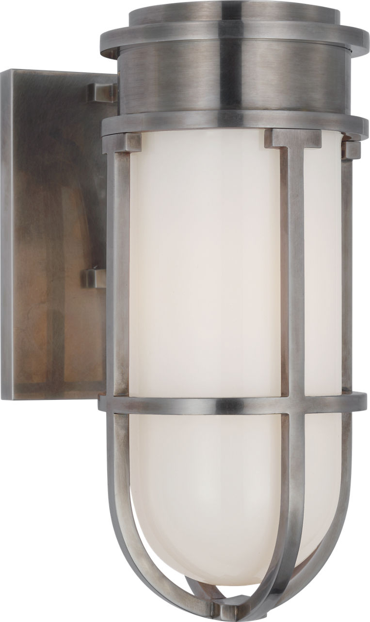 Gracie Tall Bracketed Sconce | Antique Nickel | White Glass