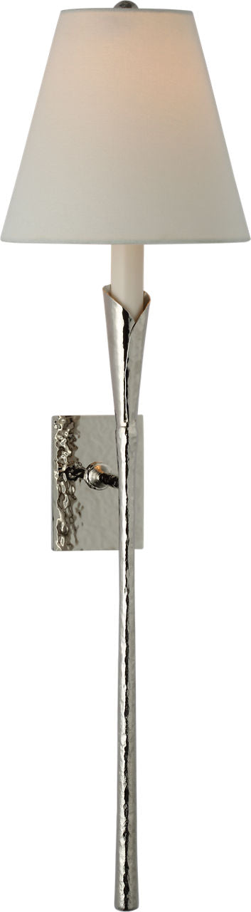 Aiden Large Tail Sconce | Polished Nickel | Linen Shade