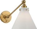 Parkington Single Library Wall Light | Antique-Burnished Brass | White Glass
