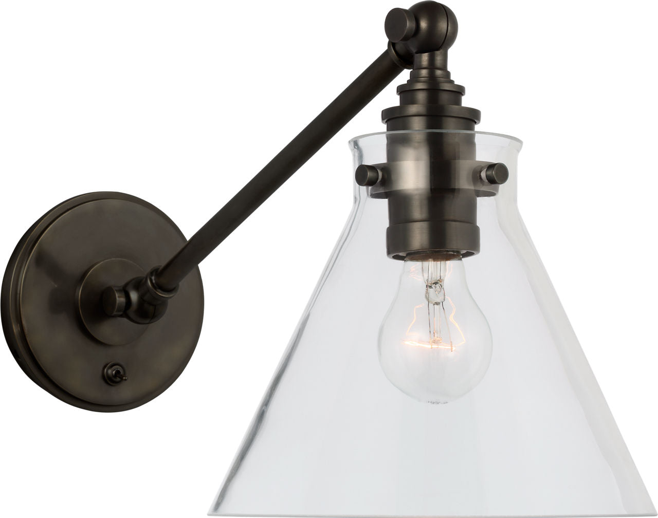 Parkington Single Library Wall Light | Bronze | Clear Glass
