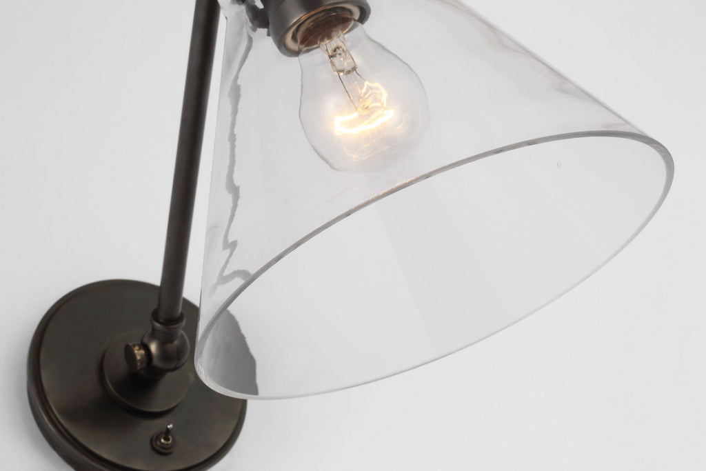 Parkington Single Library Wall Light | Bronze | Clear Glass