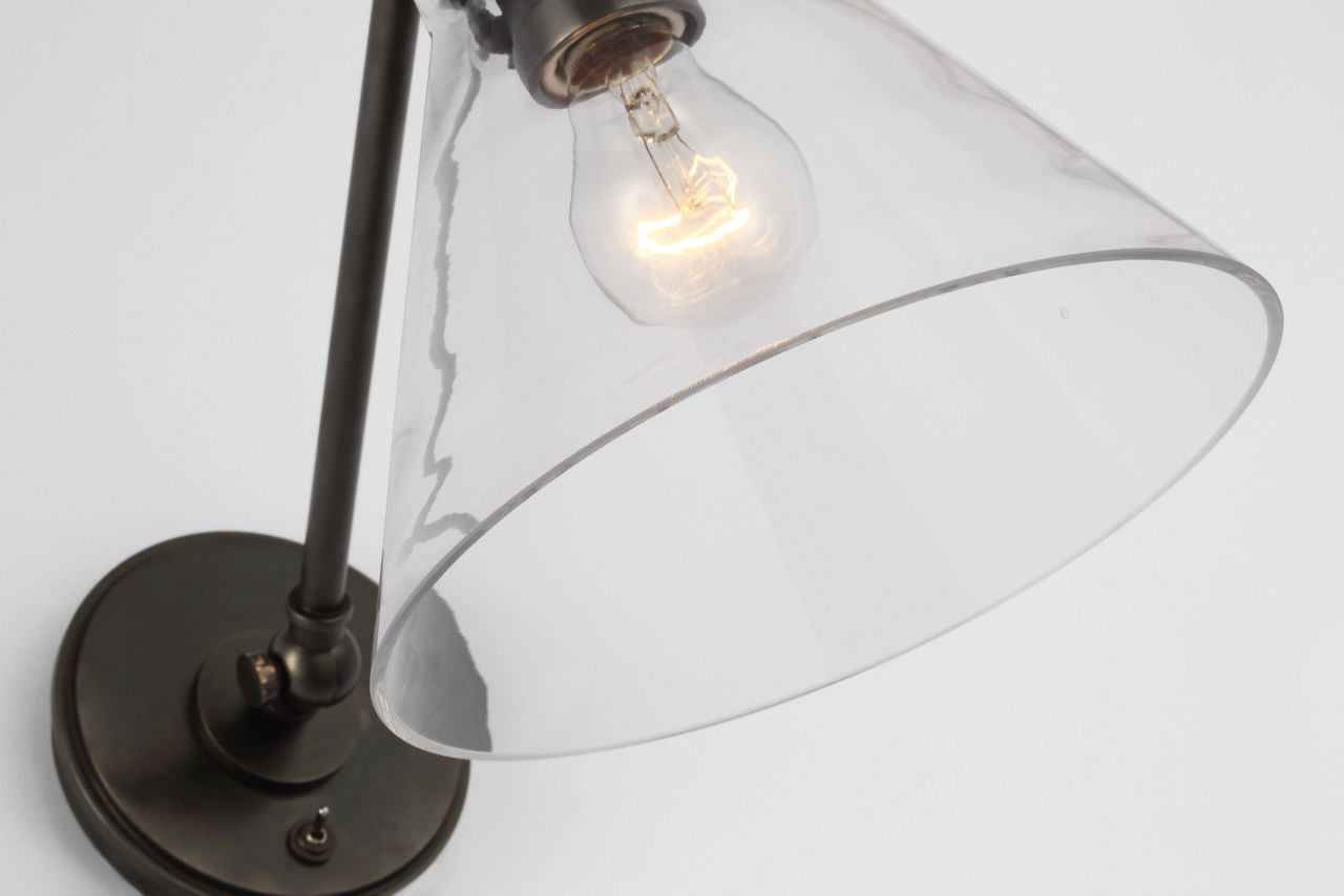 Parkington Single Library Wall Light | Bronze | Clear Glass