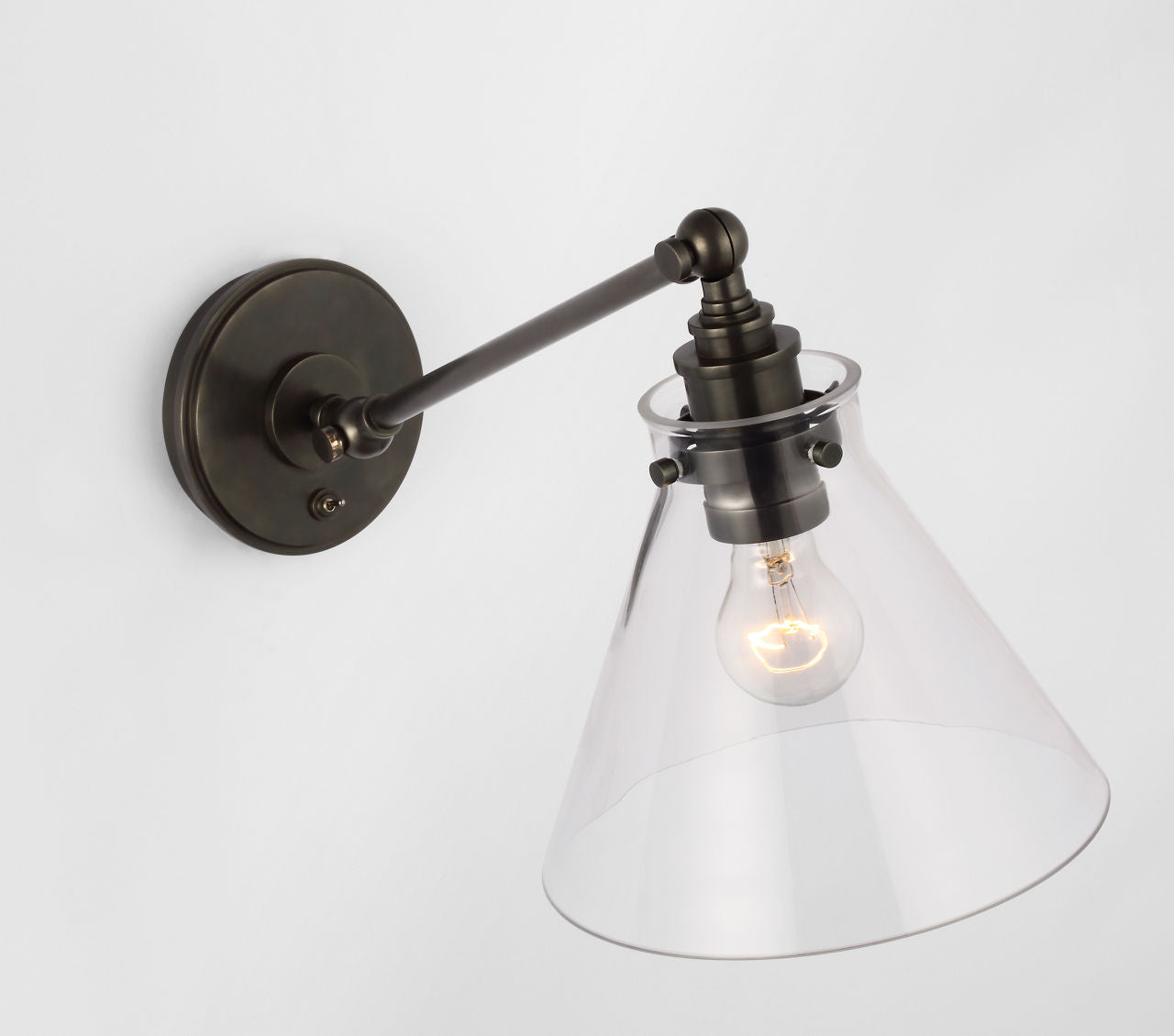 Parkington Single Library Wall Light | Bronze | Clear Glass