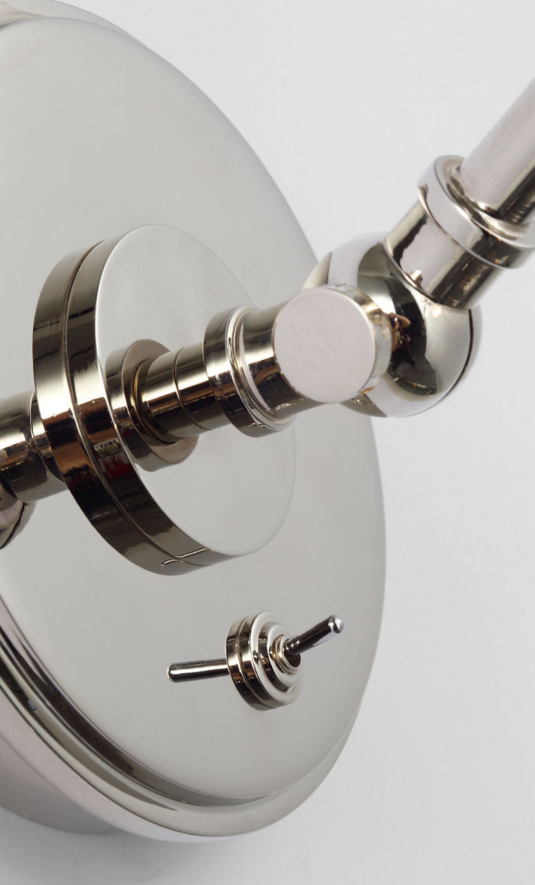 Parkington Single Library Wall Light | Polished Nickel | Clear Glass