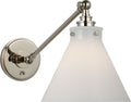 Parkington Single Library Wall Light | Polished Nickel | White Glass