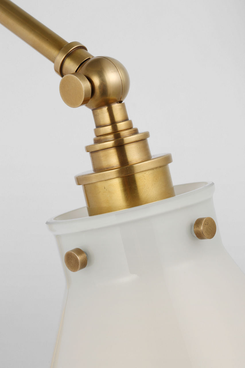 Parkington Double Library Wall Light | Antique-Burnished Brass | Clear Glass