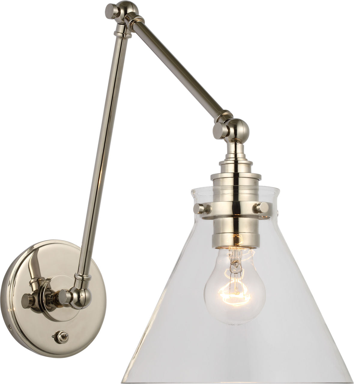 Parkington Double Library Wall Light | Polished Nickel | Clear Glass
