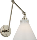 Parkington Double Library Wall Light | Polished Nickel | White Glass