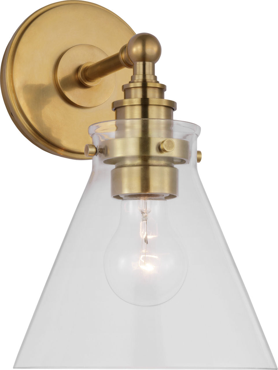 Parkington Small Single Wall Light | Antique-Burnished Brass | Clear Glass