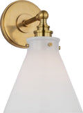 Parkington Small Single Wall Light | Antique-Burnished Brass | White Glass