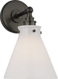 Parkington Small Single Wall Light | Bronze | White Glass